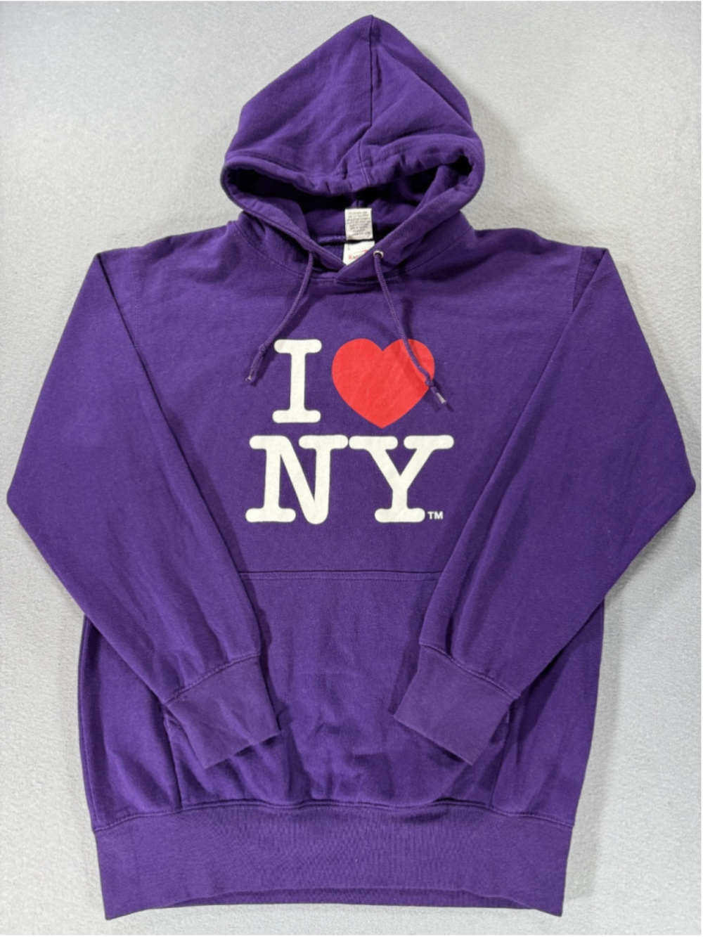 I Love NY Purple Hoodie Sweatshirt Size S Small Graphic Pullover Knight USA 2012